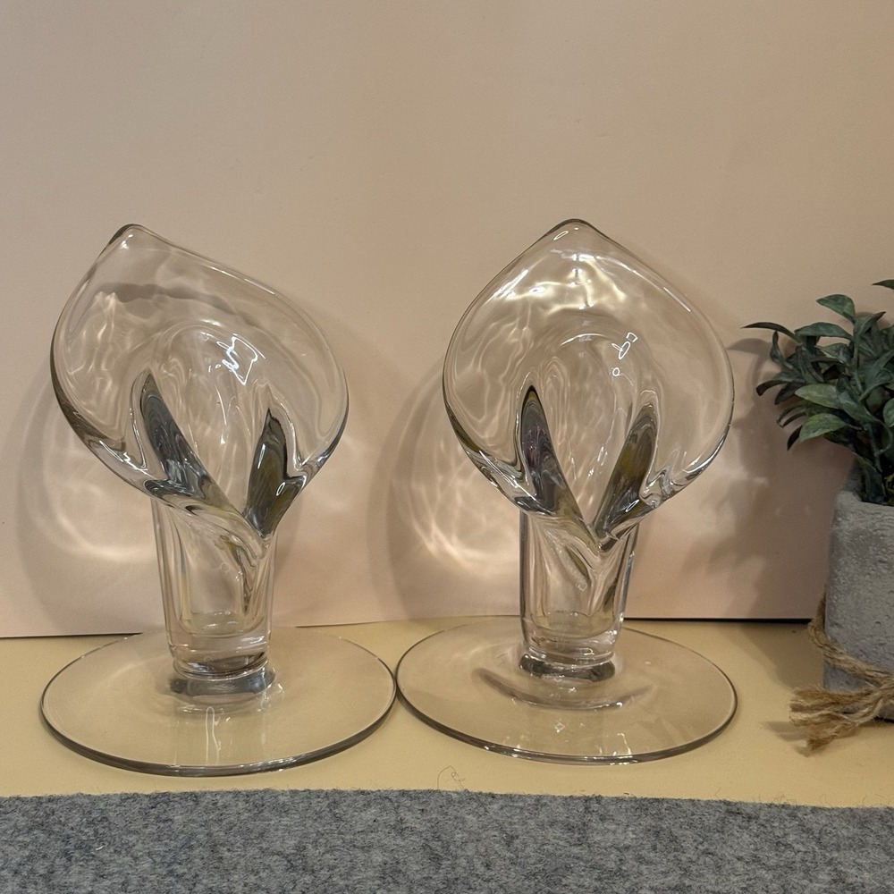 Glass Jack In The Pulpit Calla Lily Candleholder Vase Set Of 2